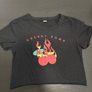 Cropped Black Cherry Bomb Graphic Tee